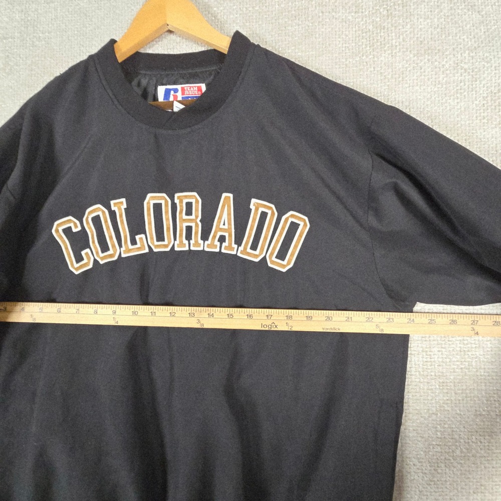 Russell Athletic Colorado Windbreaker Pullover Mens Medium Black Team Issue Vtg - Picture 10 of 11